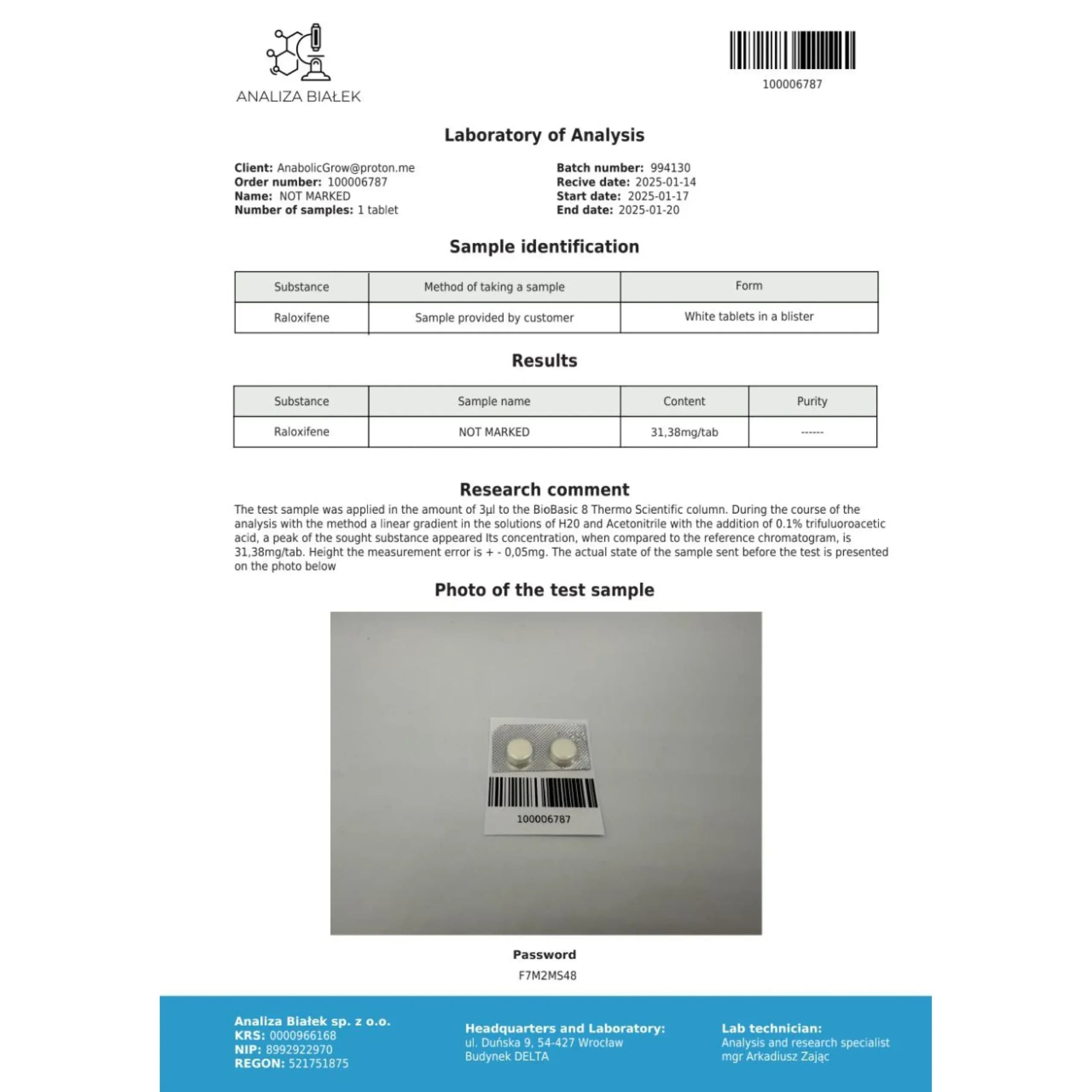 Raloxos 30 mg (Raloxifene) Driada Medical