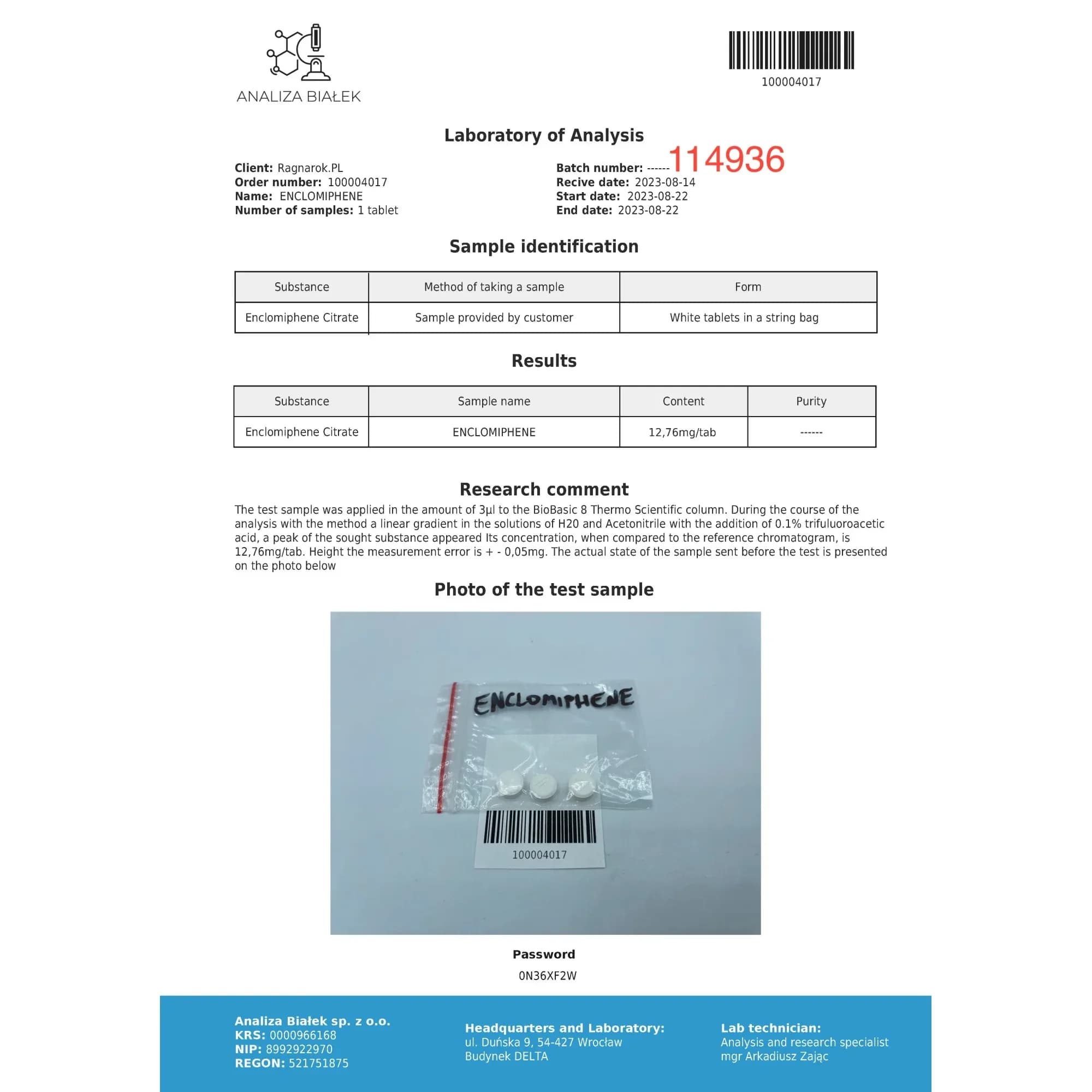 Enclomilad 12.5 mg (Enclomiphene citrate) Driada medical