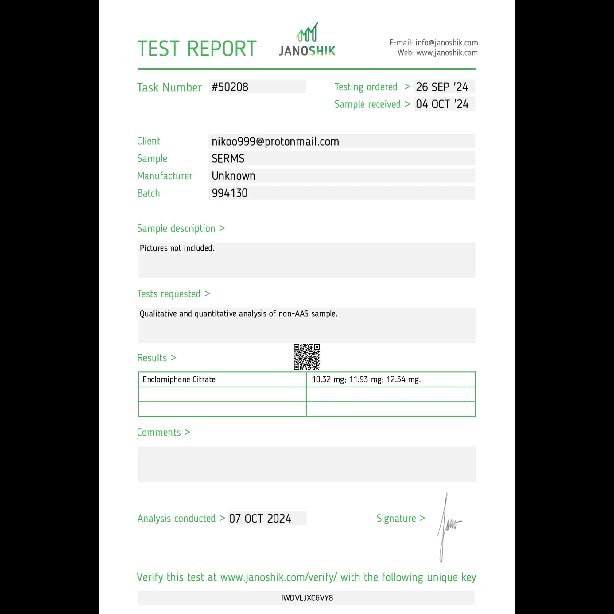 Enclomilad 12.5 mg (Enclomiphene citrate) Driada medical