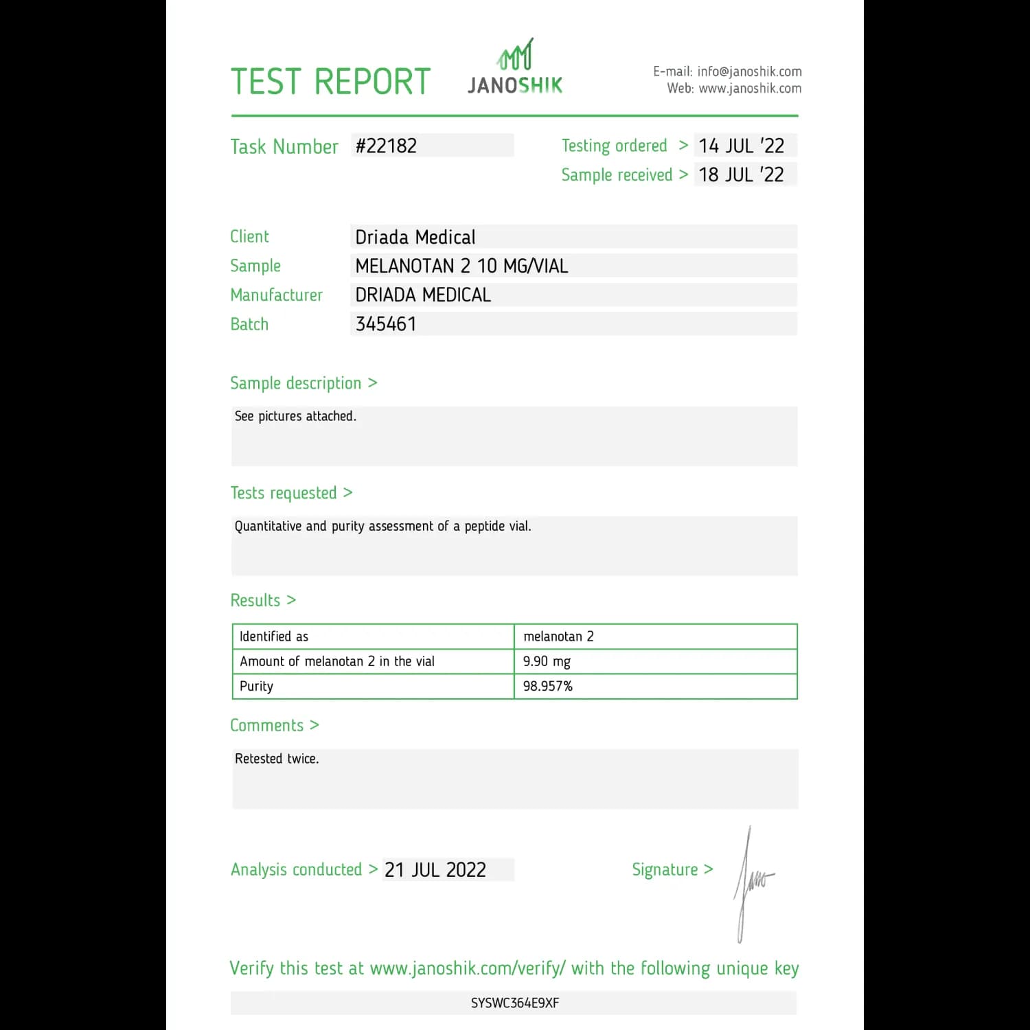 Melanotan Driada Medical 10mg