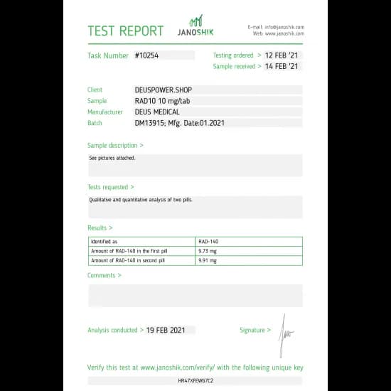 RAD140 10 (Testolone) Deus Medical