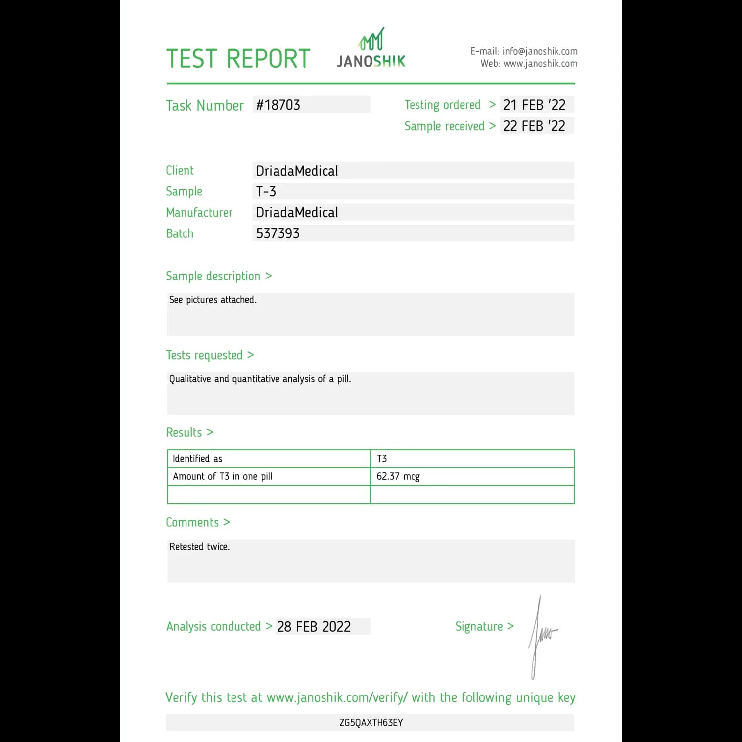 Liothymed (T3 - Triiodothyronine) Driada Medical 25 mcg