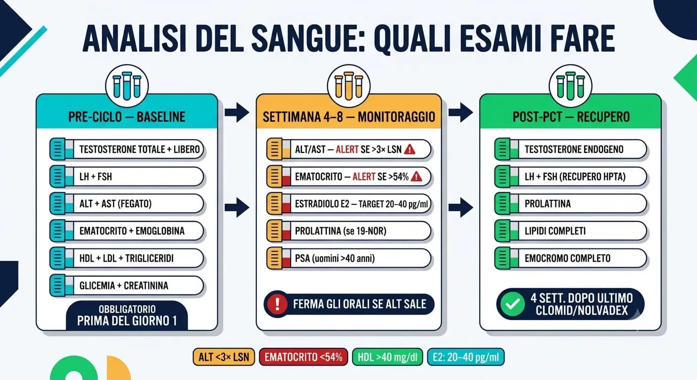Esami del sangue prima, durante e dopo un ciclo di steroidi anabolizzanti