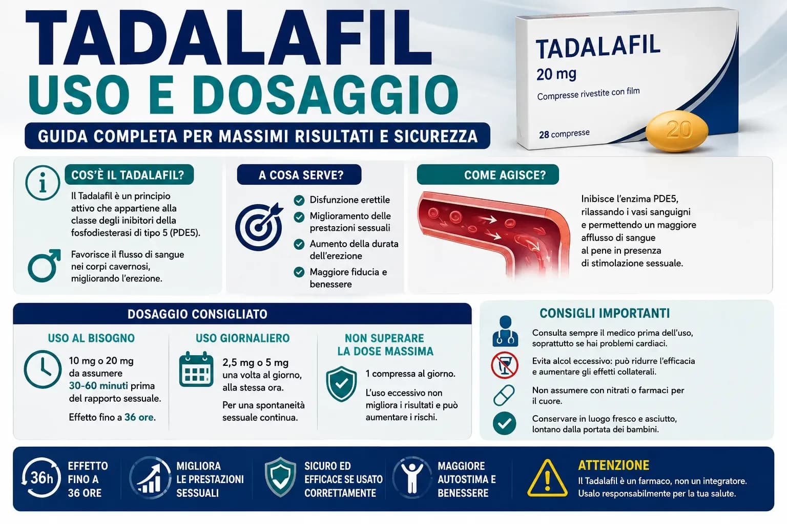 Tadalafil (Cialis): dosaggio, uso giornaliero e on-demand