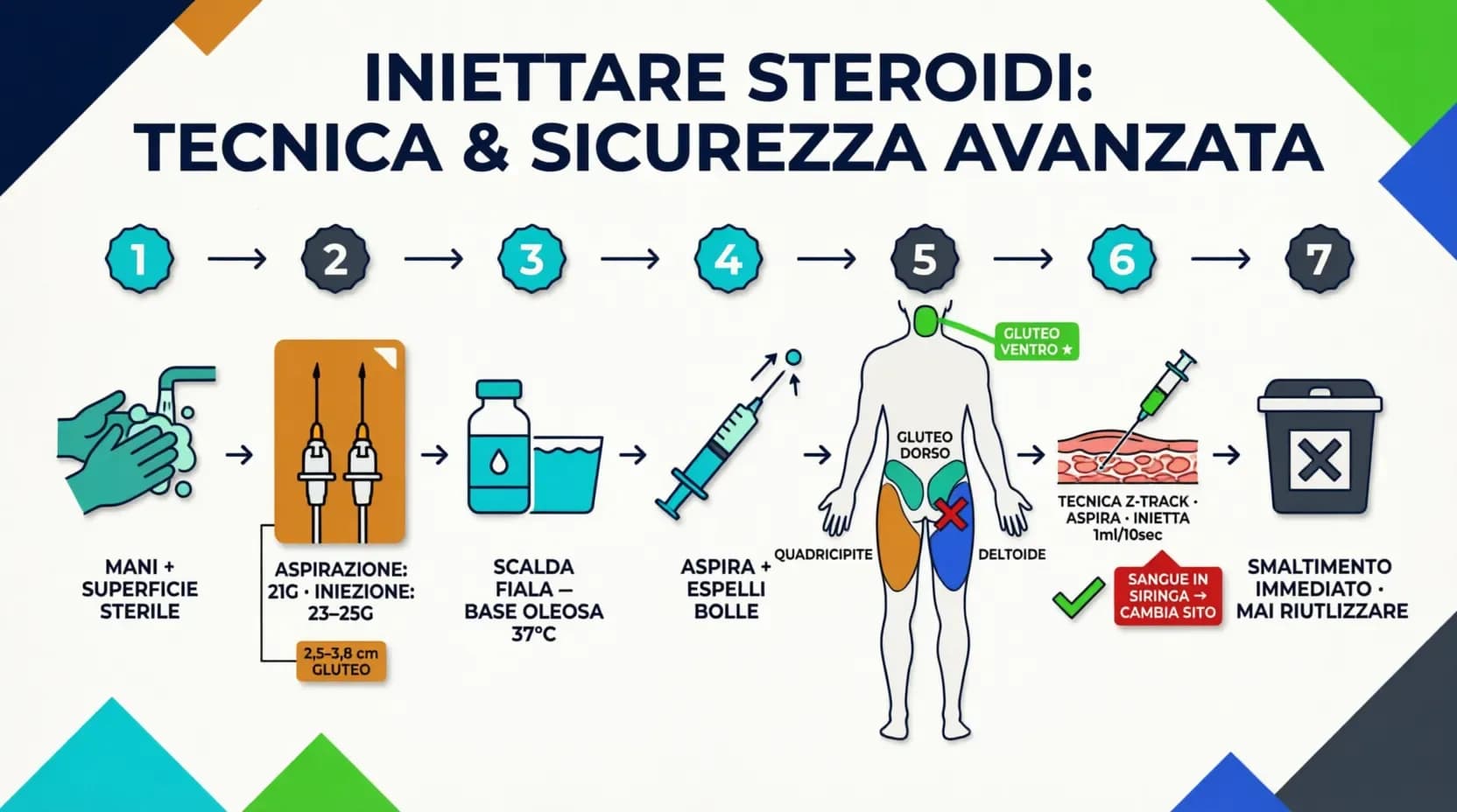 Iniezione intramuscolare di steroidi: anatomia, tecnica e cura post-iniezione