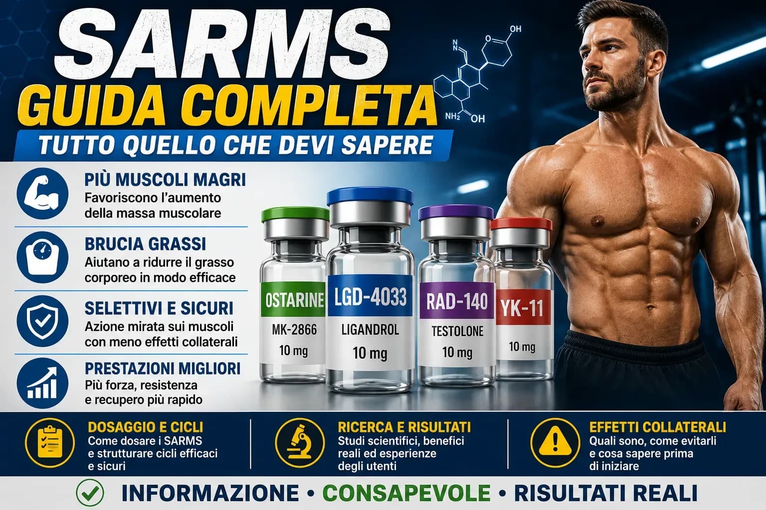 SARMs: cosa sono, come funzionano e differenze rispetto agli steroidi anabolizzanti