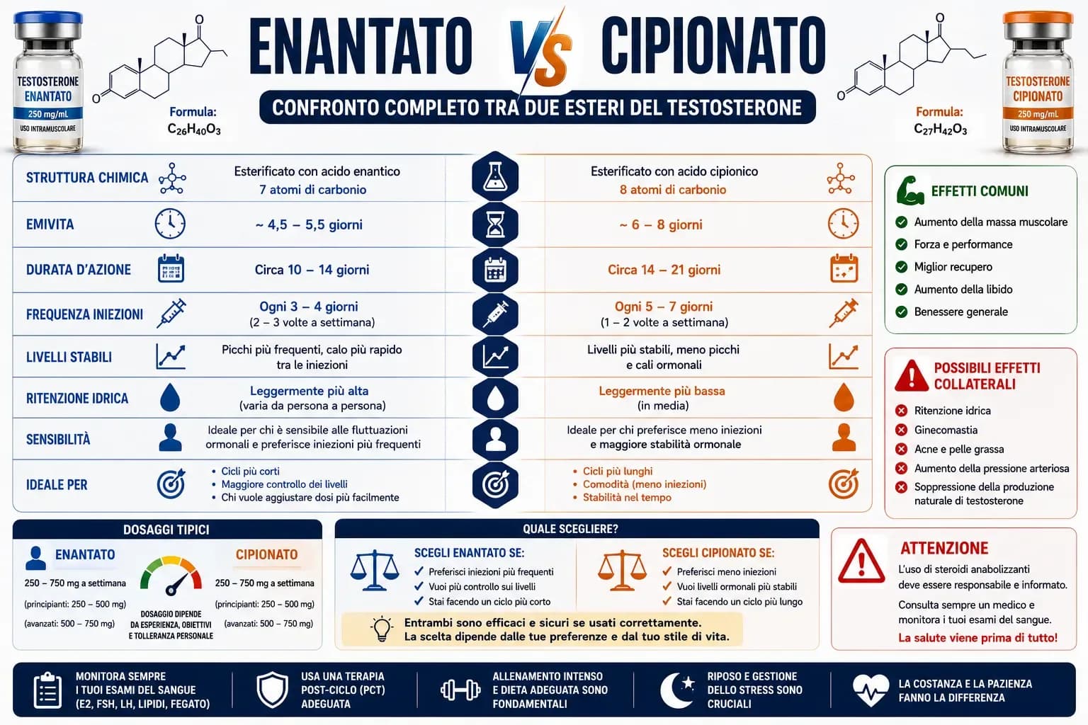 Testosterone Enantato vs Cipionato: quale scegliere e perché