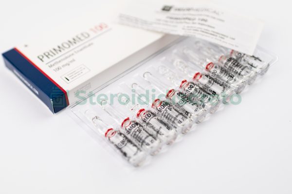 Primomed 100 (Methenolone Enanthate), 100mg/ml, prodotto da Deus Medical, un anabolizzante steroideo utilizzato per il miglioramento della massa muscolare e della definizione