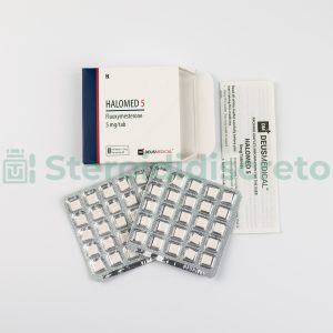 HALOMED 5 (Fluoxymesterone) 5mg/Tab, prodotto da Deus Medical, un steroide anabolizzante utilizzato per aumentare la massa muscolare e migliorare le prestazioni atletiche