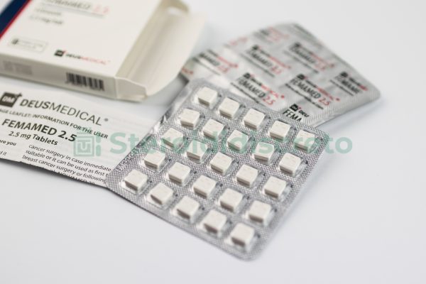 FEMAMED 2.5 (Letrozolo) 2,5mg/Tab, prodotto da Deus Medical, inibitore dell'aromatasi usato per trattare il cancro al seno e ridurre i livelli di estrogeni