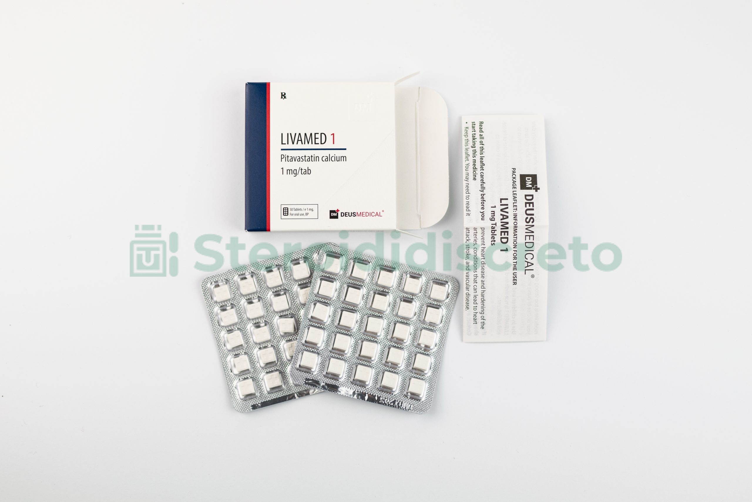 LIVAMED 1 (Pitavastatina Calcio) 1mg/Tab, prodotto da Deus Medical, farmaco usato per ridurre il colesterolo e migliorare la salute cardiovascolare