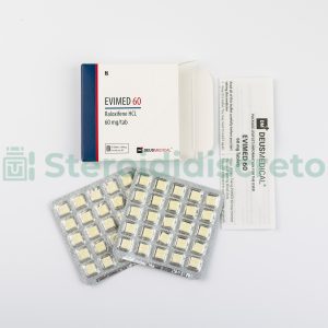 EVIMED 60 (Raloxifene HCL) 60mg/Tab, prodotto da Deus Medical, utilizzato per la prevenzione e il trattamento dell'osteoporosi postmenopausale e per ridurre il rischio di carcinoma mammario