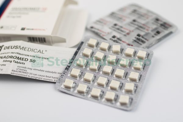 ANADROMED 50 (Oxymetholone) 50mg/Tab, prodotto da Deus Medical, potente steroide anabolizzante utilizzato per il trattamento dell'anemia e per favorire il guadagno di massa muscolare