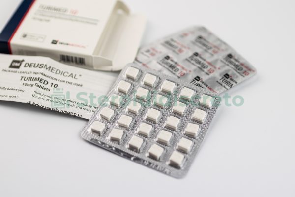 TURIMED 10 (Turinabol) 10mg/Tab, prodotto da Deus Medical, steroide anabolizzante orale noto per aumentare la forza e la massa muscolare senza ritenzione idrica