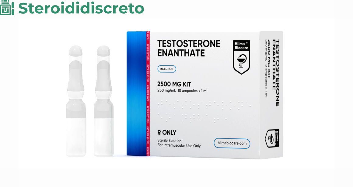 Fiala da 10 ml di testosterone enantato (250 mg/ml) di Hilma Biocare
