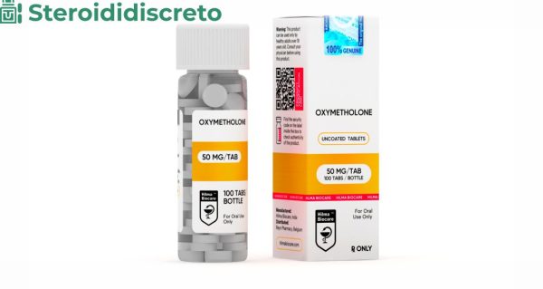 Confezione di Oxymetholone (Anadrol) da 50 mg con 100 compresse, prodotto da Hilma Biocare