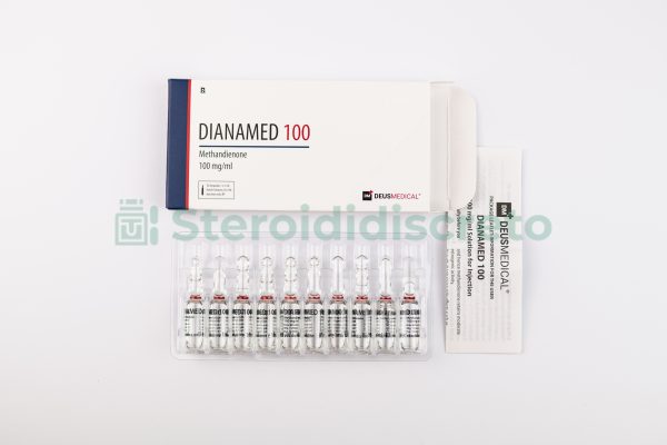 Dianamed 100 (Metandienone), 100mg/tabletta, prodotto da Deus Medical, uno steroide anabolizzante orale utilizzato per promuovere l'aumento della massa muscolare e migliorare le prestazioni atletiche