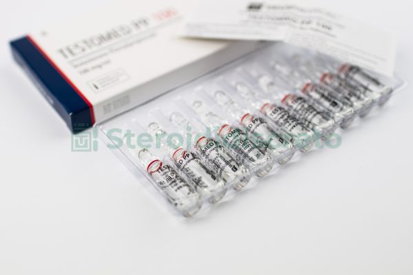 Testomed PP 100 (Phénylpropionate de testostérone), 100mg/ml, prodotto da Deus Medical, un'estere di testosterone ad azione rapida utilizzato per migliorare la massa muscolare e le prestazioni fisiche