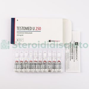 Testomed U 250 (Testosterone Undecanoato), 250mg/ml, prodotto da Deus Medical, un estere di testosterone a lunga durata d'azione, utilizzato per il miglioramento della massa muscolare e della forza