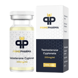 "Immagine di una fiala da 10 ml etichettata 'Testosterone Cypionate 200 mg/ml – Prime Pharma