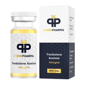 "Immagine di una fiala da 10 ml etichettata 'Trenbolone Acetate 100 mg/ml – Prime Pharma